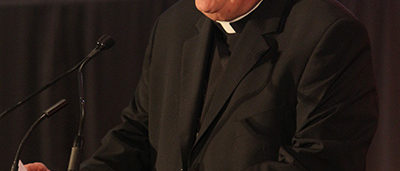 Bishop DiMarzio speaking at the awards dinner.